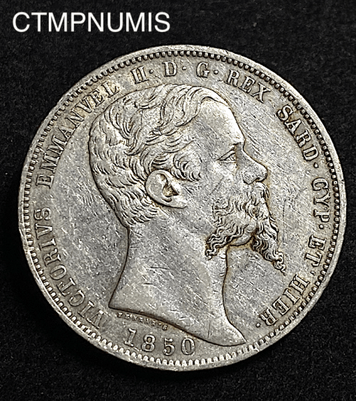 ,MONNAIE,ITALIE,5,LIRE,ARGENT,1850,GENES,