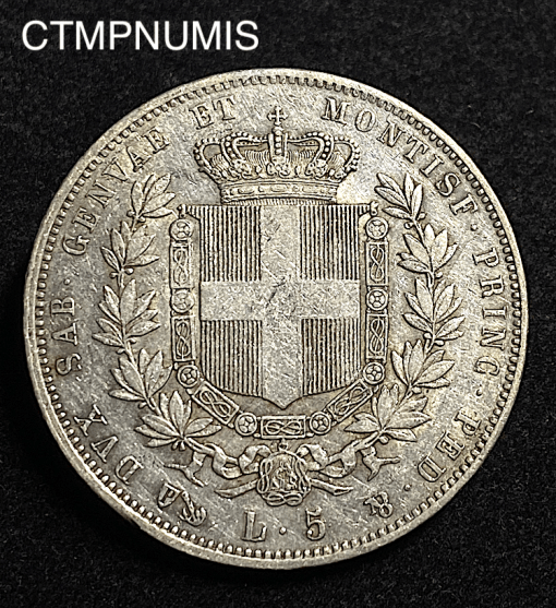 ,MONNAIE,ITALIE,5,LIRE,ARGENT,1850,GENES,