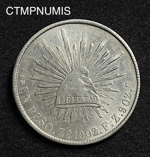 ,MONNAIE,MEXIQUE,8,REALES,ARGENT,1902,ZACATECAS,
