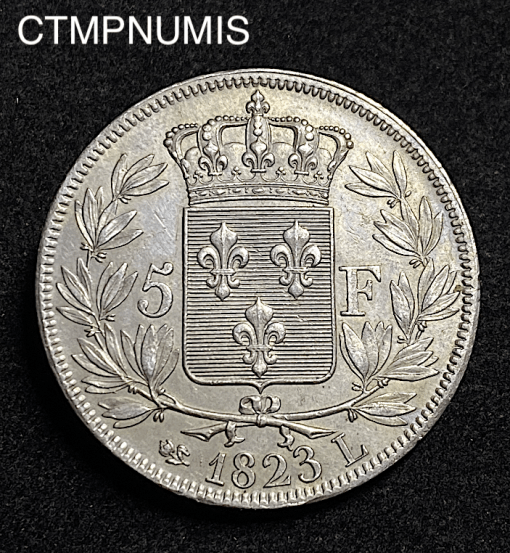 ,MONNAIE,5,FRANCS,ARGENT,LOUIS,XVIII,1823,L,BAYONNE,