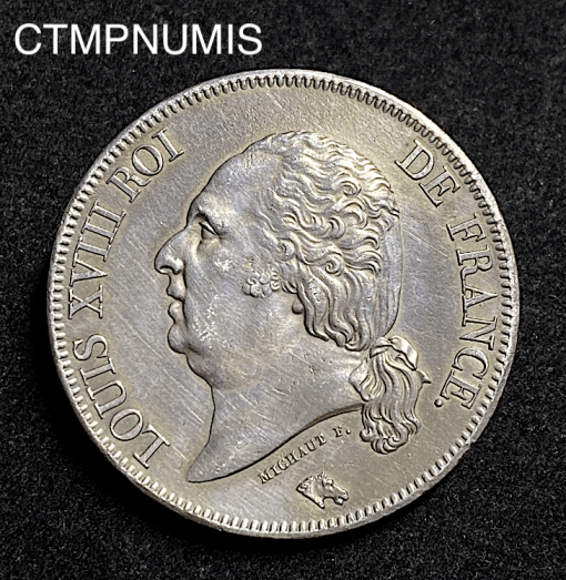 ,MONNAIE,5,FRANCS,ARGENT,LOUIS,XVIII,1823,L,BAYONNE,