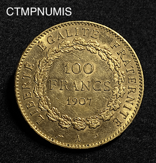 ,MONNAIE,100,FRANCS,OR,GENIE,1907,