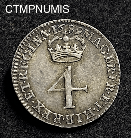 ,MONNAIE,ROYAUME,UNI,4,PENCE,ARGENT,1689,