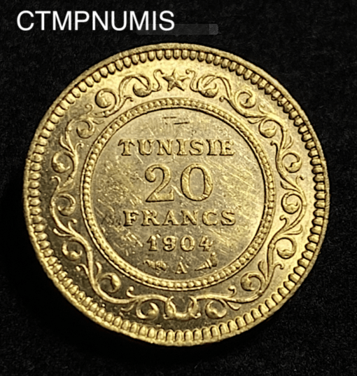 ,MONNAIE,TUNISIE,20,FRANCS,OR,1904,