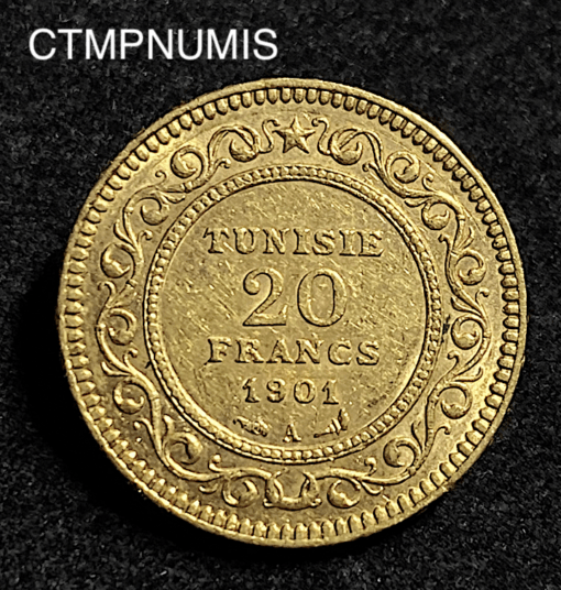 ,MONNAIE,TUNISIE,20,FRANCS,OR,1901,