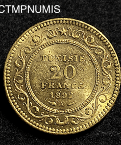 ,TUNISIE,20,FRANCS,OR,1892,