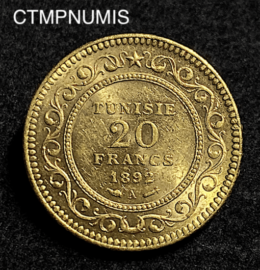 ,TUNISIE,20,FRANCS,OR,1892,