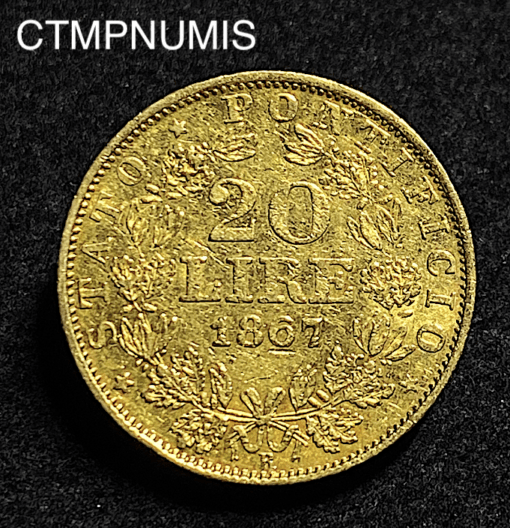 ,MONNAIE,VATICAN,20,LIRE,OR,PIE,IX,1867,