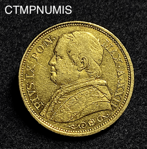 ,MONNAIE,VATICAN,20,LIRE,OR,PIE,IX,1867,