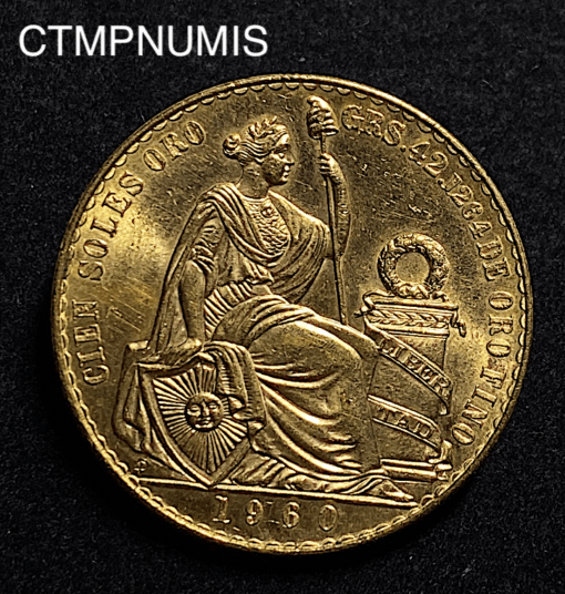 ,MONNAIE,PEROU,100,SOLES,OR,1960,