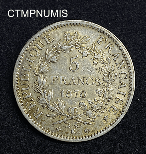 ,MONNAIE, 5,FRANCS,ARGENT,HERCULE,1878,K,BORDEAUX,