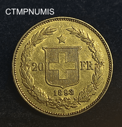 ,MONNAIE,SUISSE,20,FRANCS,OR,1893,BERNE,