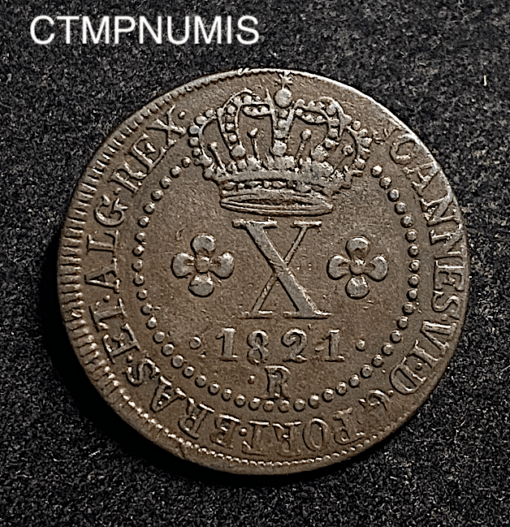 ,MONNAIE,BRESIL,X,REIS,1821,RIO,