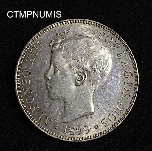 ,MONNAIE,ESPAGNE,5,PESETAS,ARGENT,1899,