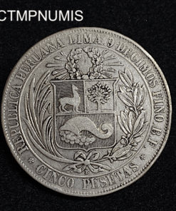 ,MONNAIE,PEROU,5,PESETAS,ARGENT,1880,LIMA,