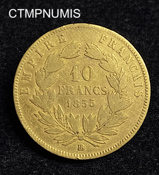 ,MONNAIE,10,FRANCS,OR,NAPOLEON,1855,BB,STRASBOURG,
