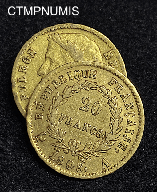 ,MONNAIE,20,FRANCS,OR,NAPOLEON,I°,1808,