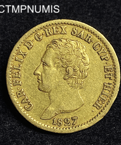 ,MONNAIE,ITALIE,20,LIRE,OR,1827,TURIN,
