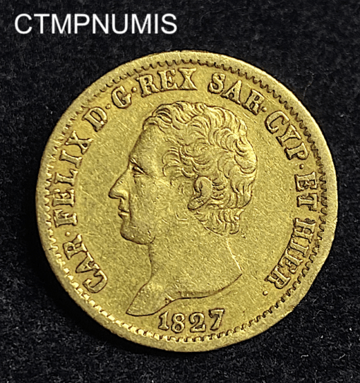 ,MONNAIE,ITALIE,20,LIRE,OR,1827,TURIN,