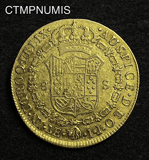 ,MONNAIE,PEROU,8,ESCUDOS,CHARLES,IV,OR,1794,LIMA,