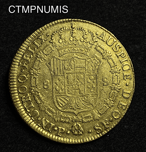 ,MONNAIE,COLOMBIE,8,ESCUDOS,OR,1789,POPAYAN,