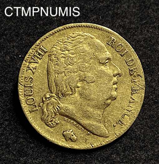 ,MONNAIE,20,FRANCS,OR,LOUIS,XVIII,1819,W,LILLE,