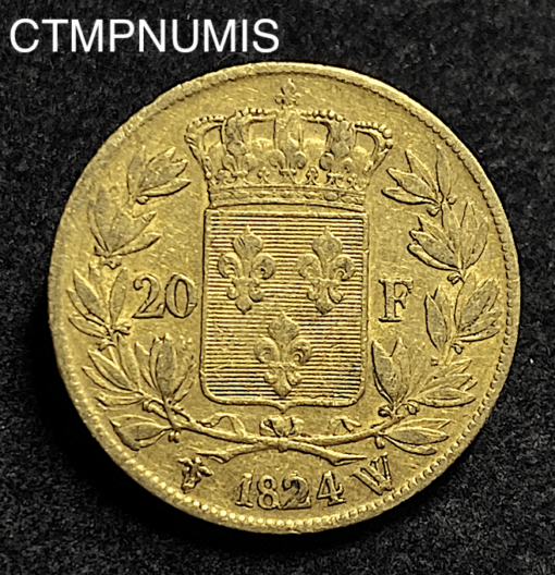 ,MONNAIE,20,FRANCS,OR,LOUIS,XVIII,1824,W,LILLE,