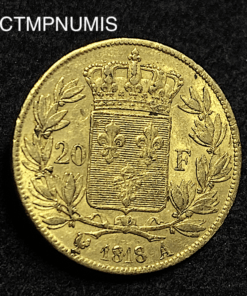 ,MONNAIE,ROYALE,20,FRANCS,OR,LOUIS,XVIII,1818,