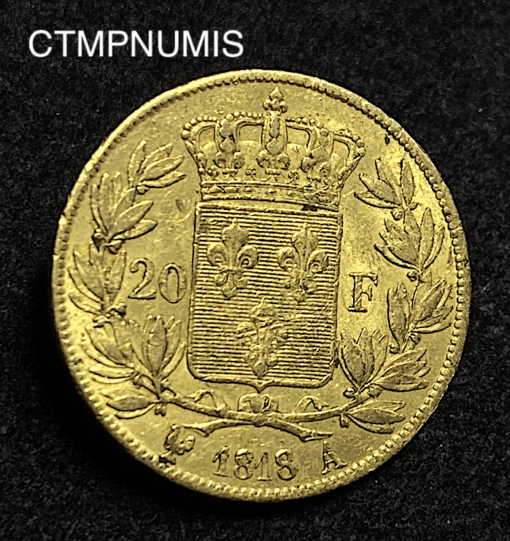 ,MONNAIE,ROYALE,20,FRANCS,OR,LOUIS,XVIII,1818,
