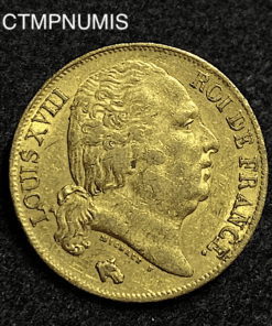 ,MONNAIE,ROYALE,20,FRANCS,OR,LOUIS,XVIII,1818,