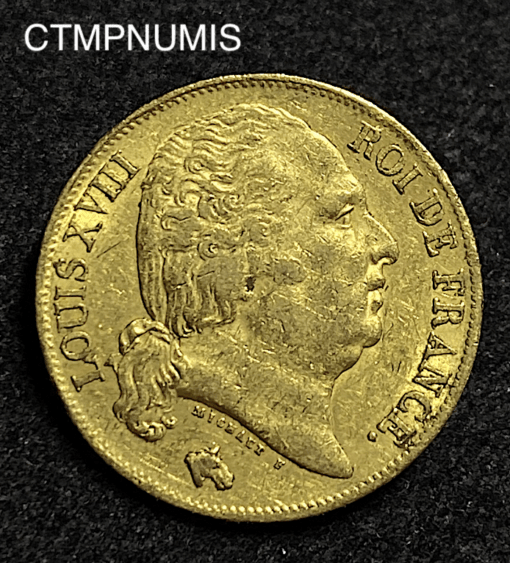 ,MONNAIE,ROYALE,20,FRANCS,OR,LOUIS,XVIII,1818,