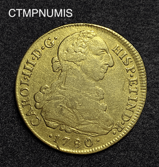 ,MONNAIE,PEROU,8,ESCUDOS,OR,CHARLES,III,1780,LIMA,