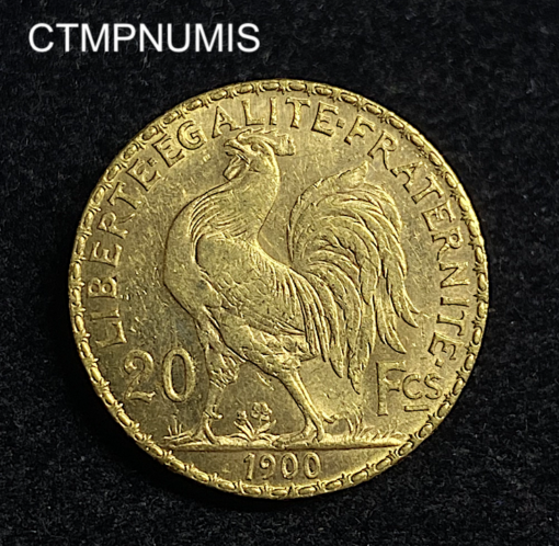 ,MONNAIE,20,FRANCS,OR,COQ,1900,