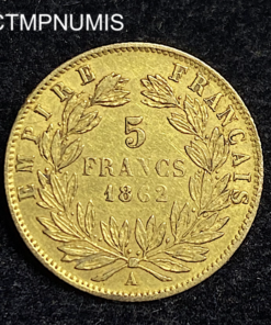 ,MONNAIE,EMPIRE,5,FRANCS,OR,NAPOLEON,1862,
