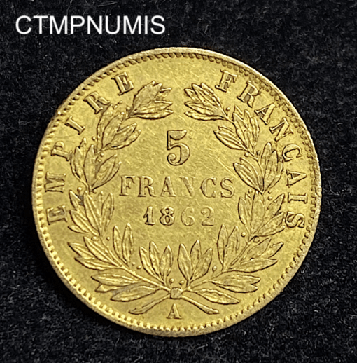 ,MONNAIE,EMPIRE,5,FRANCS,OR,NAPOLEON,1862,