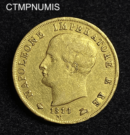 ,MONNAIE,ITALIE,40,LIRE,OR,NAPOLEON,1814,MILAN,