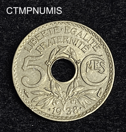 ,MONNAIE,5,CENTIMES,LINDAUER,1938,ETOILE,