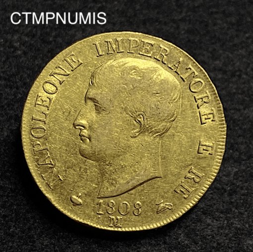 ,MONNAIE,ITALIE,40,LIRE,OR,NAPOLEON,1808,MILAN,