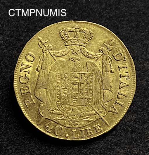 ,MONNAIE,ITALIE,40,LIRE,OR,NAPOLEON,1808,MILAN,