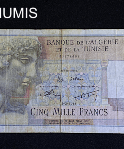 ,BILLET,5000,FRANCS,BANQUE,ALGERIE,TUNISIE,1955,