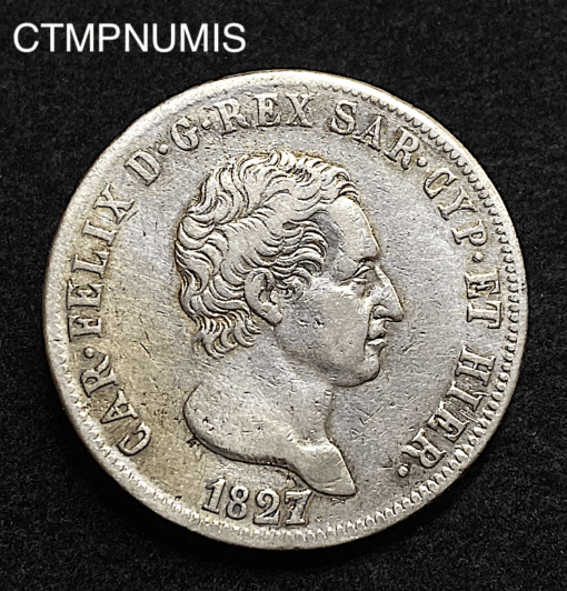 ,MONNAIE,ITALIE,5,LIRE,ARGENT,1827,GENES,