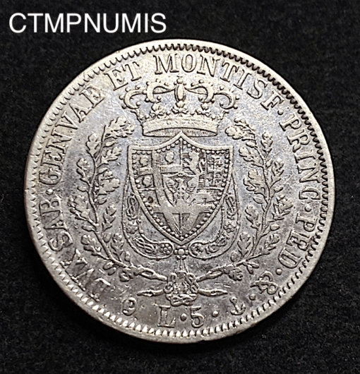 ,MONNAIE,ITALIE,5,LIRE,ARGENT,1827,GENES,