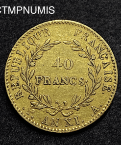 ,MONNAIE,40,FRANCS,OR,BONAPARTE,CONSUL,AN,XI,