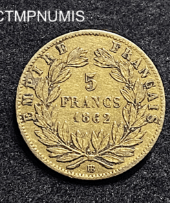 ,MONNAIE,5,FRANCS,OR,NAPOLEON,III,1862,BB,