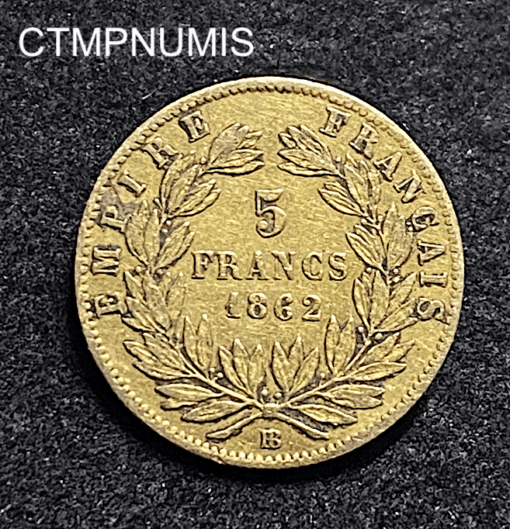 ,MONNAIE,5,FRANCS,OR,NAPOLEON,III,1862,BB,