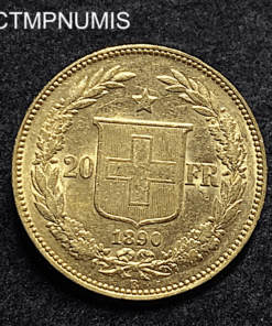 ,MONNAIE,SUISSE,20,FRANCS,OR,1890,BERNE,