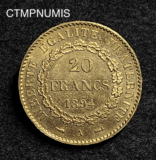 ,MONNAIE,20,FRANCS,OR,GENIE,1894,