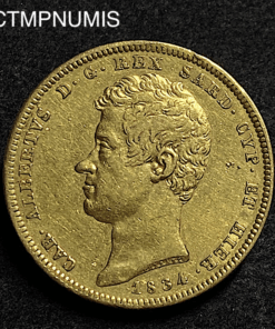 ,MONNAIE,ITALIE,100,LIRE,OR,1834,TURIN,