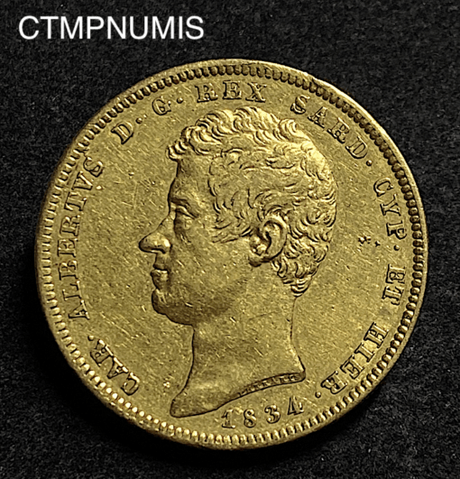 ,MONNAIE,ITALIE,100,LIRE,OR,1834,TURIN,