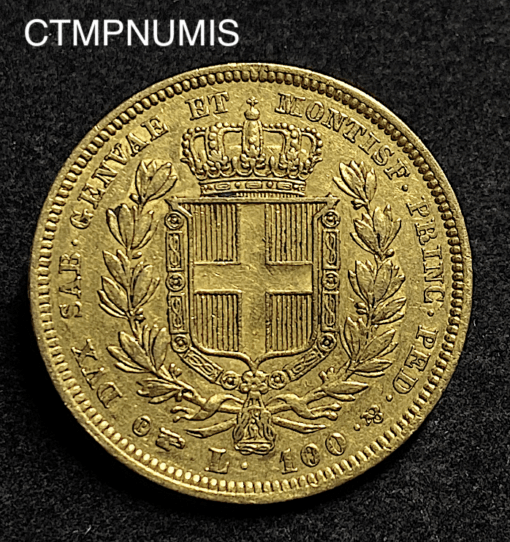 ,MONNAIE,ITALIE,100,LIRE,OR,1834,TURIN,